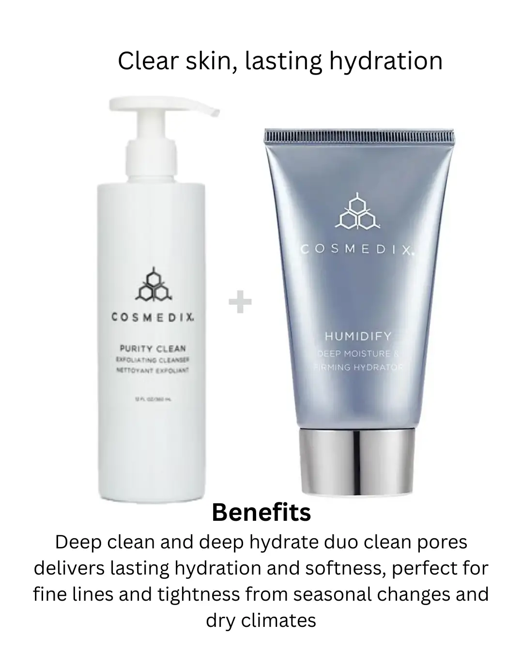Cosmedix purity cleanser, moisturizer cream
