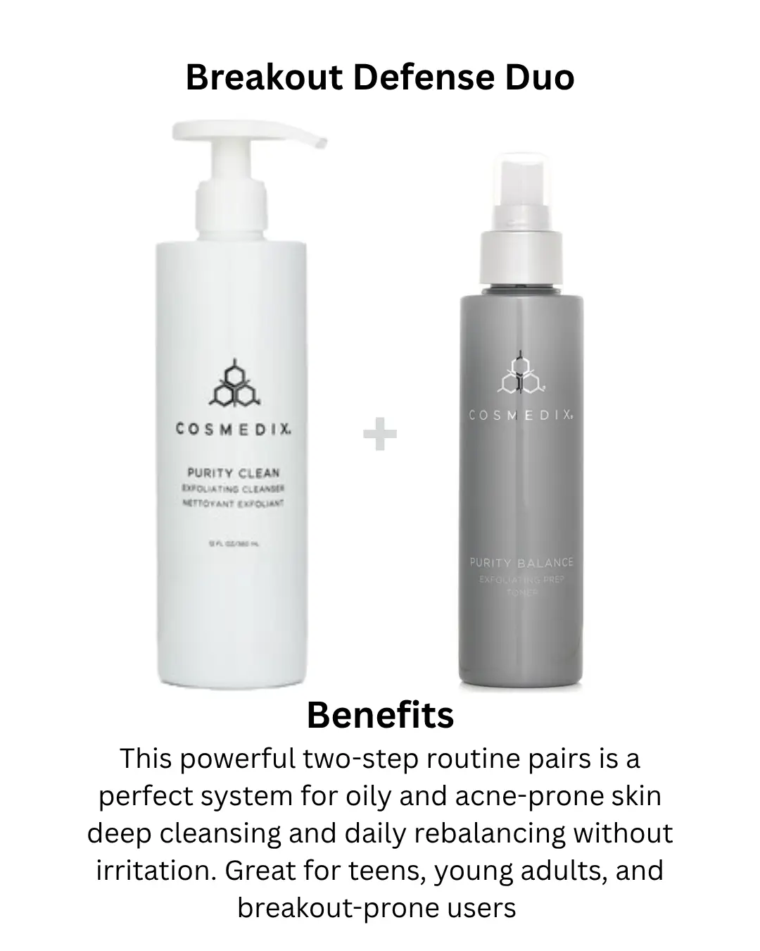 Cosmedix purity cleanser, purity toner